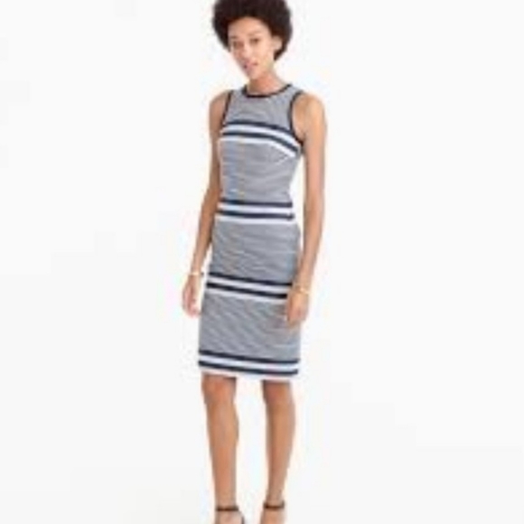 J. Crew Dresses & Skirts - J. Crew nautical striped navy tweed dress 8